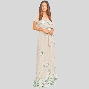 Show Me Your MuMu Floral Maxi Dress - Cream and Green